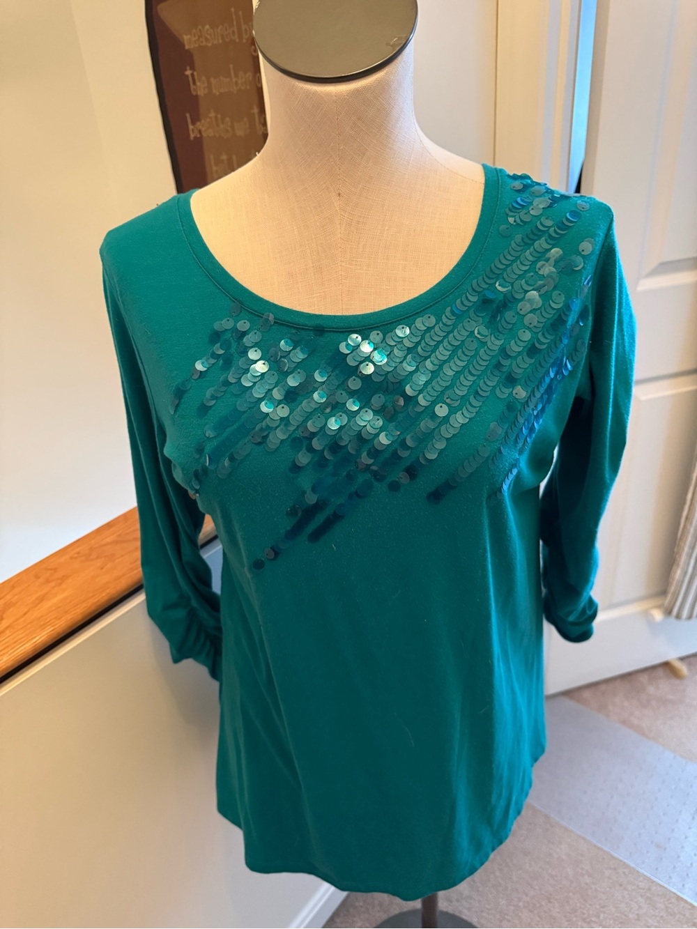Style & Co. Teal Sequin Scoop Neck Tunic